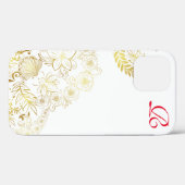 Moderne Gold Blume und Monogram Case Mate iPhone (Rückseite (Horizontal))