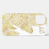 Moderne Gold-Blume und Monogramme Case-Mate iPhone Hülle (Rückseite (Horizontal))