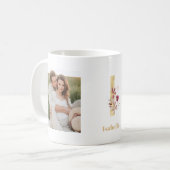 Moderne Gold-Blumen-Initiale I | Zweifoto-Monogram Kaffeetasse (Vorderseite Links)