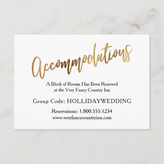 Moderne Gold & Bokeh Hochzeitsunterkünfte Begleitkarte (Vorderseite)