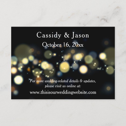 Moderne Gold & Bokeh Hochzeitsunterkünfte Begleitkarte (Rückseite)