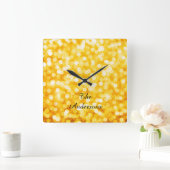 Moderne Gold-Bokeh-Wall-Uhr Quadratische Wanduhr (Zuhause)