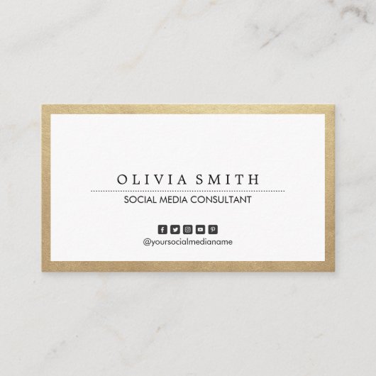 Moderne Gold Border Multipurpose Social Media Visitenkarte (Vorderseite)