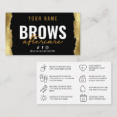 Moderne Gold Brows Aftercare Card Visitenkarte (Vorne/Hinten)