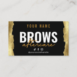 Moderne Gold Brows Aftercare Card Visitenkarte
