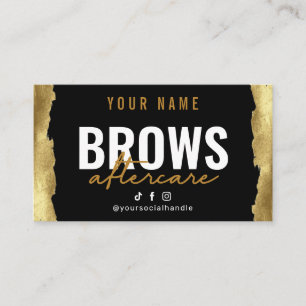 Moderne Gold Brows Aftercare Card Visitenkarte