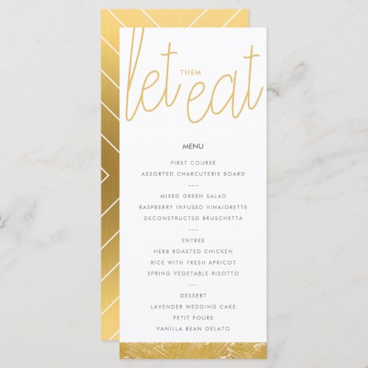Moderne Gold Brush Stroke Custom Menu Card Menükarte (Vorne/Hinten)