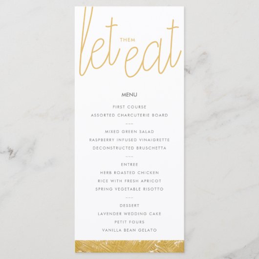 Moderne Gold Brush Stroke Custom Menu Card Menükarte (Vorderseite)