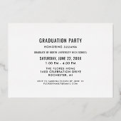 Moderne Gold Brushed Script Foto Graduation Party Folieneinladung (Rückseite)