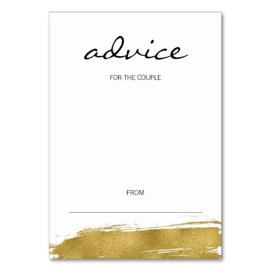 Moderne Gold Brushstroke Wedding Card Tischnummer (Vorderseite)