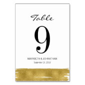 Moderne Gold Brushstroke Wedding Tischnummer Card (Rückseite)