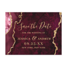 Moderne Gold Burgundy Agate Wedding speichern das
