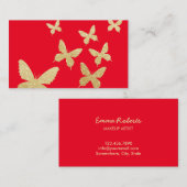 Moderne Gold Butterfliegen Simple Red Makeup Artis Visitenkarte (Vorne/Hinten)