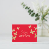Moderne Gold Butterflies Big Red Gift Zertifikate (Stehend Vorderseite)