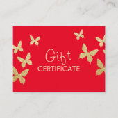 Moderne Gold Butterflies Big Red Gift Zertifikate (Vorderseite)