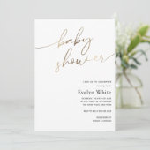 Moderne Gold Calligraphy Baby Dusche Einladung (Stehend Vorderseite)