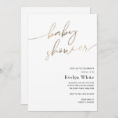 Moderne Gold Calligraphy Baby Dusche Einladung (Vorne/Hinten)
