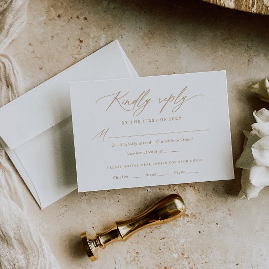 Moderne Gold Calligraphy Wedding Menu RSVP Card