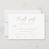 Moderne Gold Calligraphy Wedding Menu RSVP Card (Vorderseite)