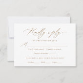 Moderne Gold Calligraphy Wedding Menu RSVP Card Karte (Vorderseite)