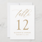Moderne Gold Calligraphy Wedding Tischnummer (Rückseite)