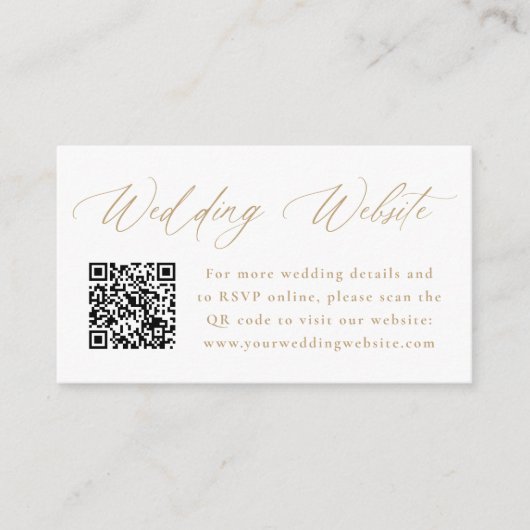 Moderne Gold Calligraphy Wedding Website QR Code Begleitkarte (Vorderseite)