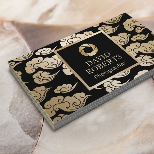 Moderne Gold Camera Oriental Clouds Fotografie Visitenkarte