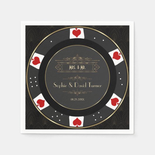 Moderne Gold Casino Poker Chip Wedding Serviette (Vorderseite)