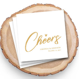 Moderne Gold Cheers Hochzeitsservietten mit benutz Serviette