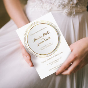 Moderne Gold Circle Frame Wedding Einladung