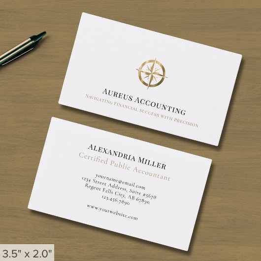 Moderne Gold Compass Business Cards für Wirtschaft Visitenkarte