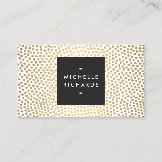 Moderne Gold Confetti Designer Business Card Visitenkarte (Vorderseite)