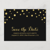 Moderne Gold Confetti Hochzeit retten Datum Ankündigungspostkarte (Vorderseite)