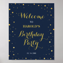 Moderne Gold Confetti Marine 50. Geburtstag Willko