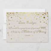 Moderne Gold Confetti White Leather Matron of Hono Einladung (Rückseite)