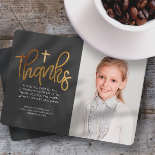 Moderne Gold Cross Foto Bestätigung Vielen Dank Dankeskarte