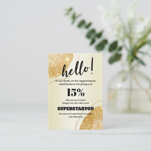 Moderne Gold Danke, dass Sie die Beipackkarte erha Visitenkarte (Stehend Vorderseite)