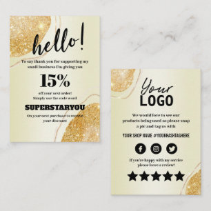 Moderne Gold Danke, dass Sie die Beipackkarte erha Visitenkarte