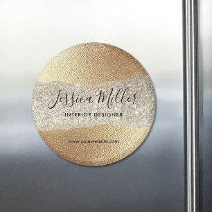 Moderne Gold-Diamant-Glitter-Faux-Folie-Luxus-Glam Magnet
