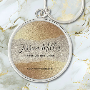 Moderne Gold-Diamant-Glitter-Faux-Folie-Luxus-Glam Schlüsselanhänger