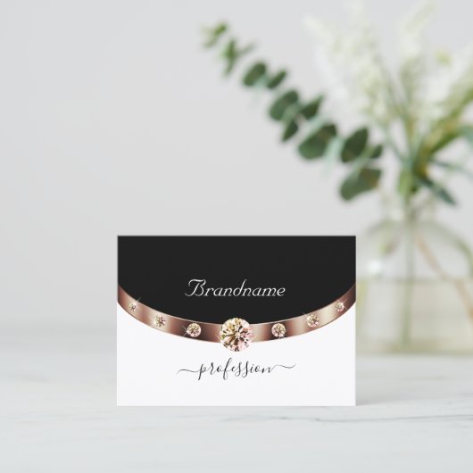 Moderne Gold-Diamanten für Schwarz und Weiß Rose Visitenkarte (Stehend Vorderseite)