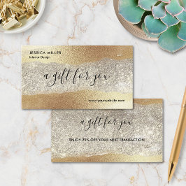 Moderne Gold Diamond Glitzer Imitats Foil Luxuriös Rabattkarte