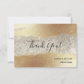 Moderne Gold Diamond Glitzer Imitats Fox Luxury Gl Dankeskarte (Vorderseite)