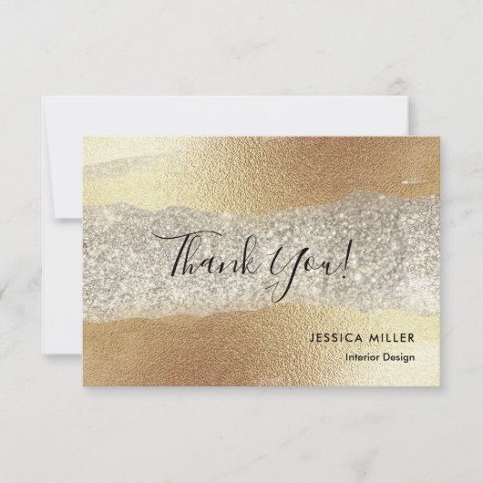 Moderne Gold Diamond Glitzer Imitats Fox Luxury Gl Dankeskarte (Vorderseite)