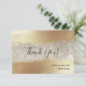 Moderne Gold Diamond Glitzer Imitats Fox Luxury Gl Dankeskarte (Stehend Vorderseite)