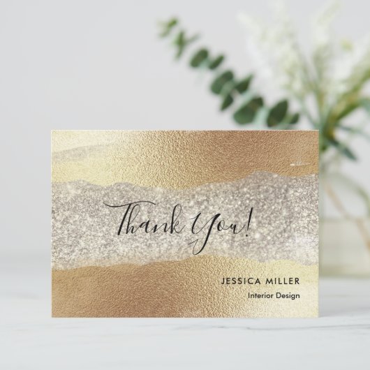 Moderne Gold Diamond Glitzer Imitats Fox Luxury Gl Dankeskarte (Stehend Vorderseite)