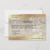 Moderne Gold Diamond Glitzer Imitats Fox Luxury Gl Dankeskarte (Rückseite)