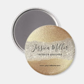 Moderne Gold Diamond Glitzer Imitats Fox Luxury Gl Magnet (Vorderseite/Rückseite)