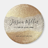 Moderne Gold Diamond Glitzer Imitats Fox Luxury Gl Magnet (Vorne)