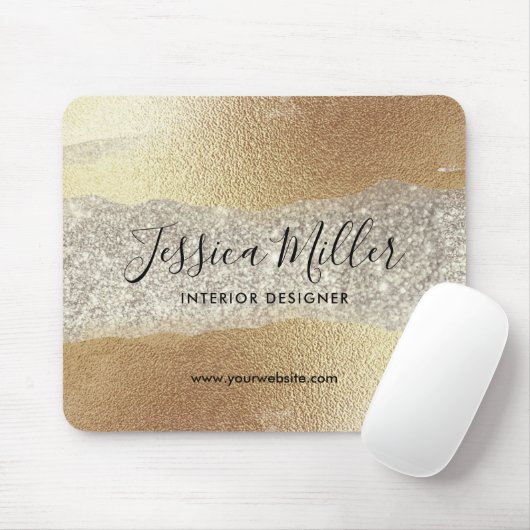 Moderne Gold Diamond Glitzer Imitats Fox Luxury Gl Mousepad (Mit Mouse)